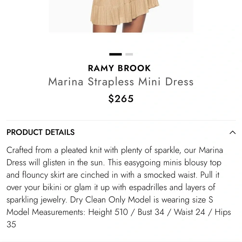 NWT Ramy Brook Knit Marina Dress Neutral Sparkle Strapless Size Small - Picture 2 of 12